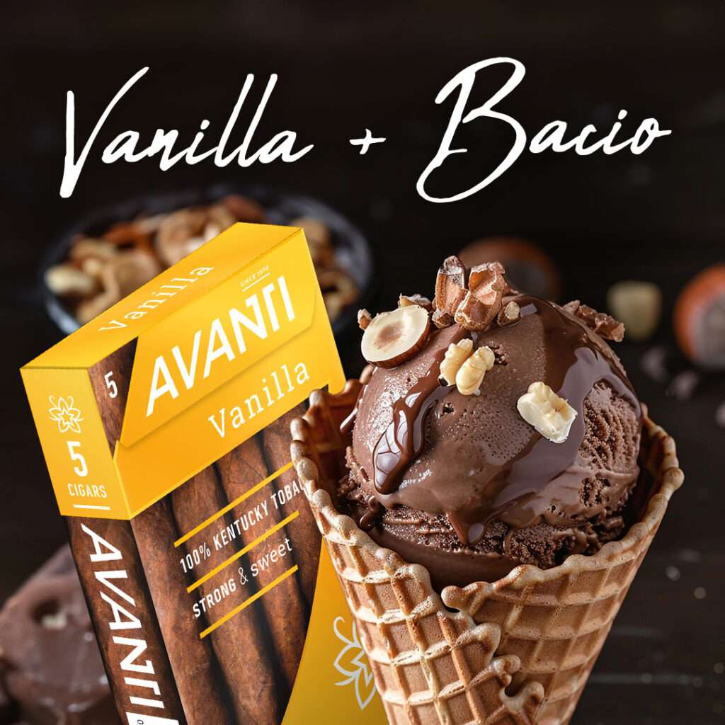 Avanti Vanilla Cigar Pack with Bacio Chocolate Hazelnut Italian Gelato Pairing